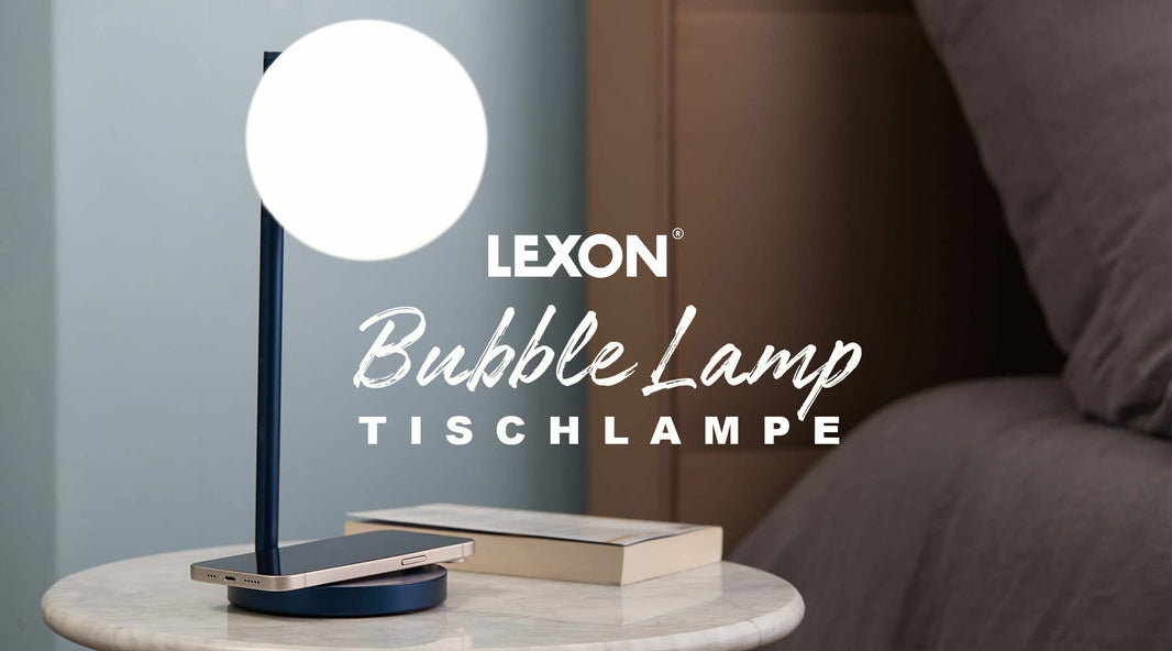 Hier ist die beste kabellose Tischlampe: Lexon Bubble Lamp LED-Lampe mit Qi Ladefläche und USB-C Anschluss