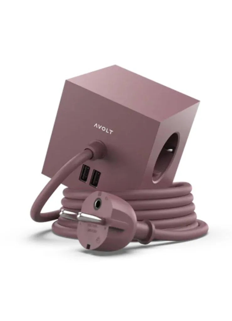 AVOLT Square 1 USB-A &amp; Magnet multiple socket Rusty Red