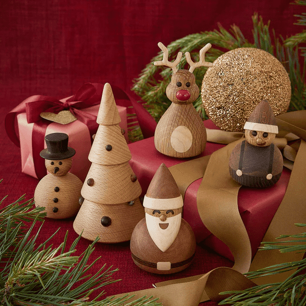 pring Copenhagen Santa Weihnachtsmann Holzfigur, FSC-zertifiziert, Skandinavische Weihnachtsdeko, Weihnachtsmann Schaukelfigur